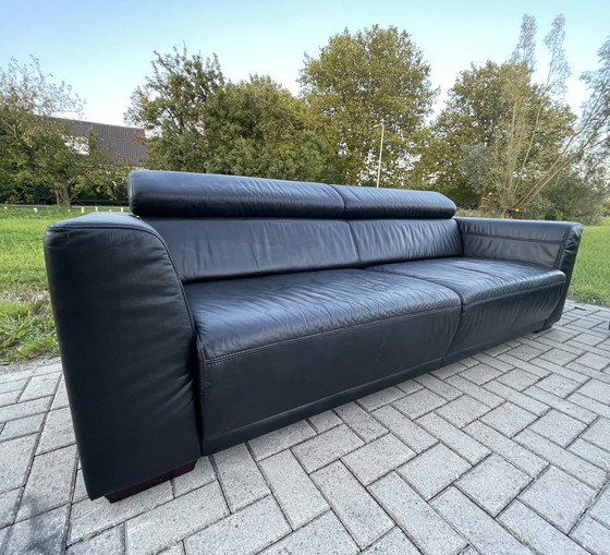 Image 1 of Montel Zwart Echt Leder Sofa 3 + 2,5 Zitplaatsen