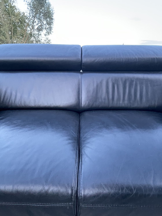 Image 1 of Montel Zwart Echt Leder Sofa 3 + 2,5 Zitplaatsen