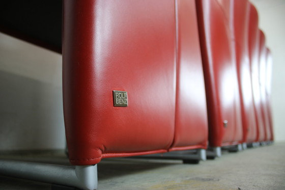 Image 1 of Set van 6 stoelen Rolf Benz 7400 rood echt leer