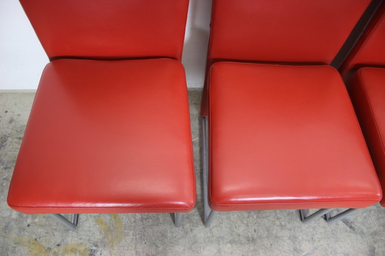 Image 1 of Set van 6 stoelen Rolf Benz 7400 rood echt leer