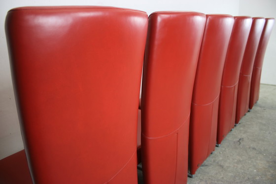 Image 1 of Set van 6 stoelen Rolf Benz 7400 rood echt leer
