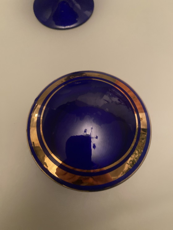 Image 1 of Bonbonnière Murano Blauw Kobalt Et Or