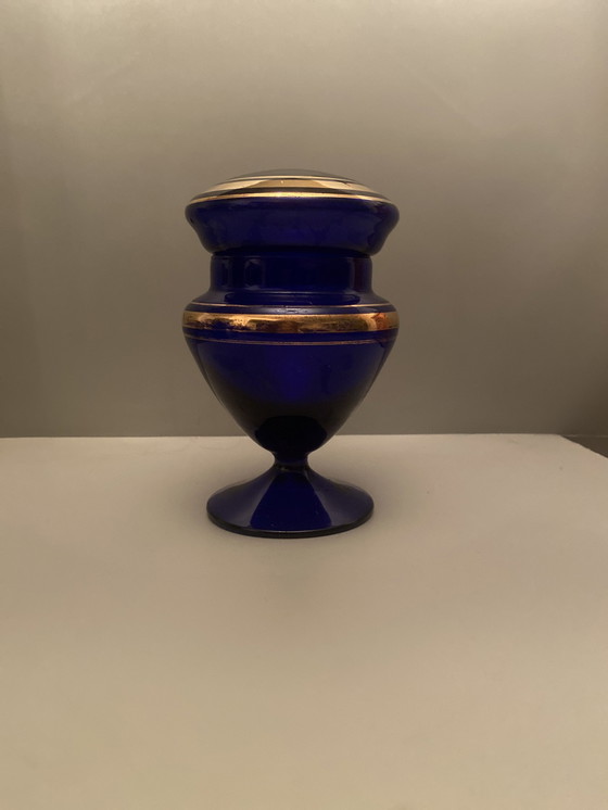 Image 1 of Bonbonnière Murano Blauw Kobalt Et Or