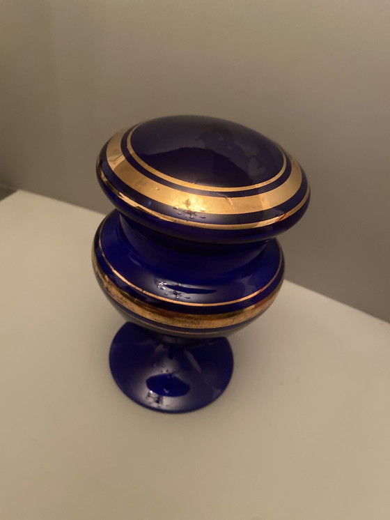 Image 1 of Bonbonnière Murano Blauw Kobalt Et Or