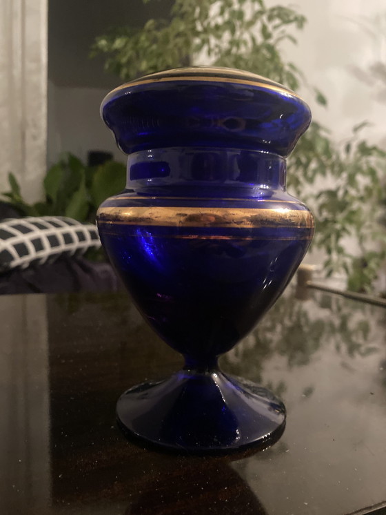 Image 1 of Bonbonnière Murano Blauw Kobalt Et Or