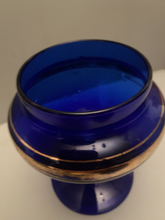 Image 1 of Bonbonnière Murano Blauw Kobalt Et Or