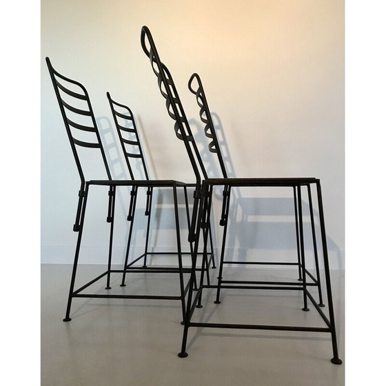 Image 1 of Set van 4 industriële metalen stoelen, Frankrijk 1990