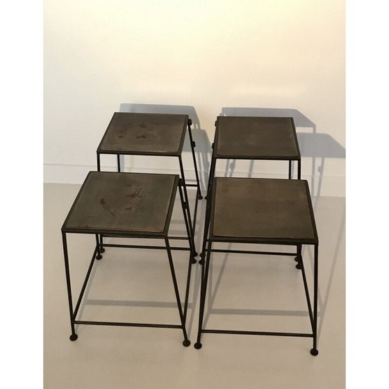 Image 1 of Set van 4 industriële metalen stoelen, Frankrijk 1990