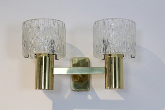 Image 1 of 2x Carl fagerlund voor orrefors verlichting messing wandlampen