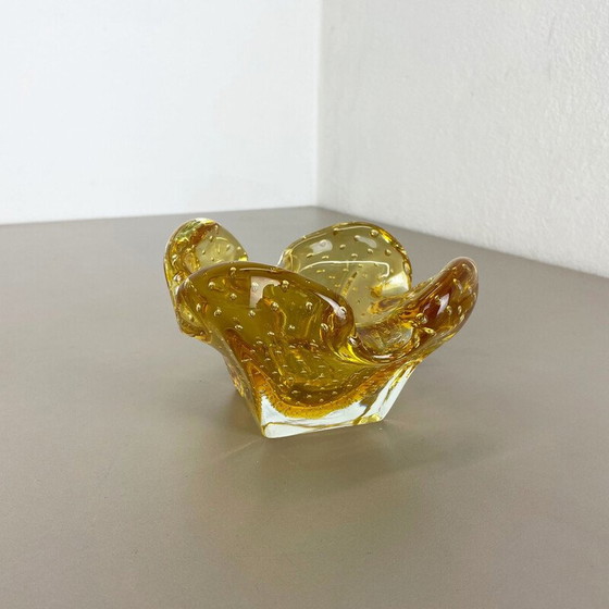 Image 1 of Vintage Murano glazen "Honey Bubble" asbak, Italië 1970