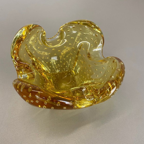 Image 1 of Vintage Murano glazen "Honey Bubble" asbak, Italië 1970