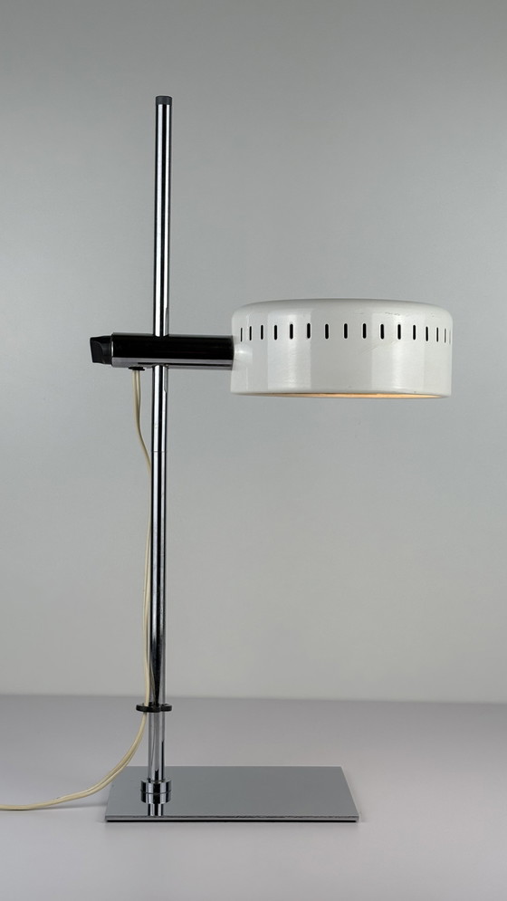 Image 1 of Vintage Metalen Bureaulamp Robert Sonneman Wit Chroom