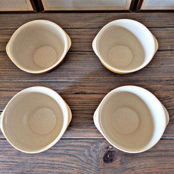 Image 1 of Vintage Geglazuurd Aardewerk Kommen Medium Kleur Bruin