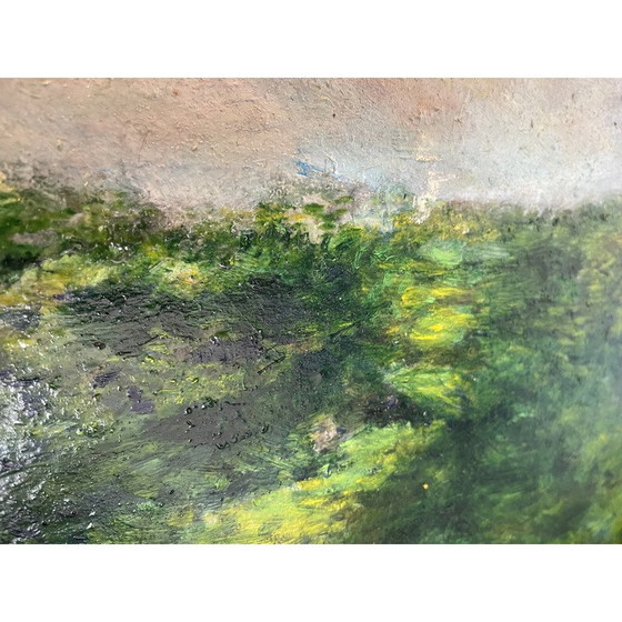 Image 1 of Vintage olieverf op hout "Cercle Printanier 4" door Elodie Huré