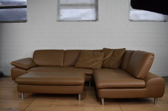 Image 1 of Leder Sofa Loop Willi Schillig Met Kruk En Verstelbare Rugleuning Leder Bank Leder Hoekbank Sofa Hoekbank