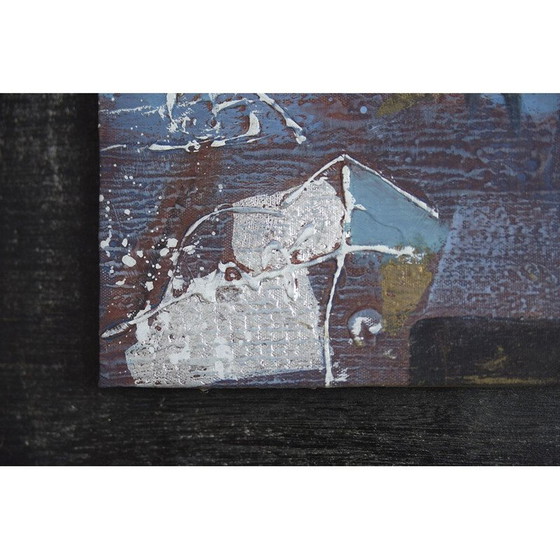 Image 1 of Vintage Brutalistisch olieverf op doek, 1970