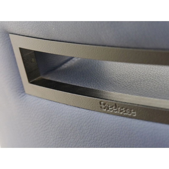 Image 1 of Paar vintage blauw leren fauteuils van Jean Michel Wilmotte, 1970