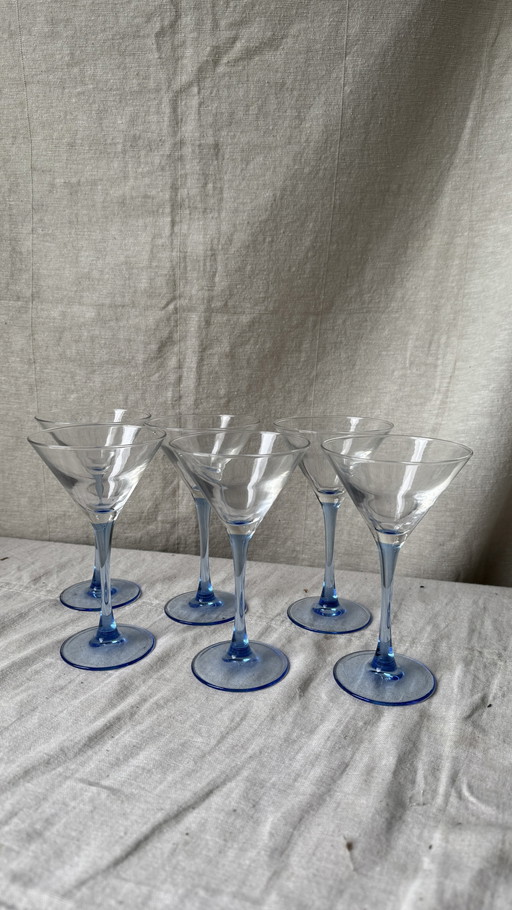 6X Martini Of Champagne Coupe, Licht Blauw, Luminarc