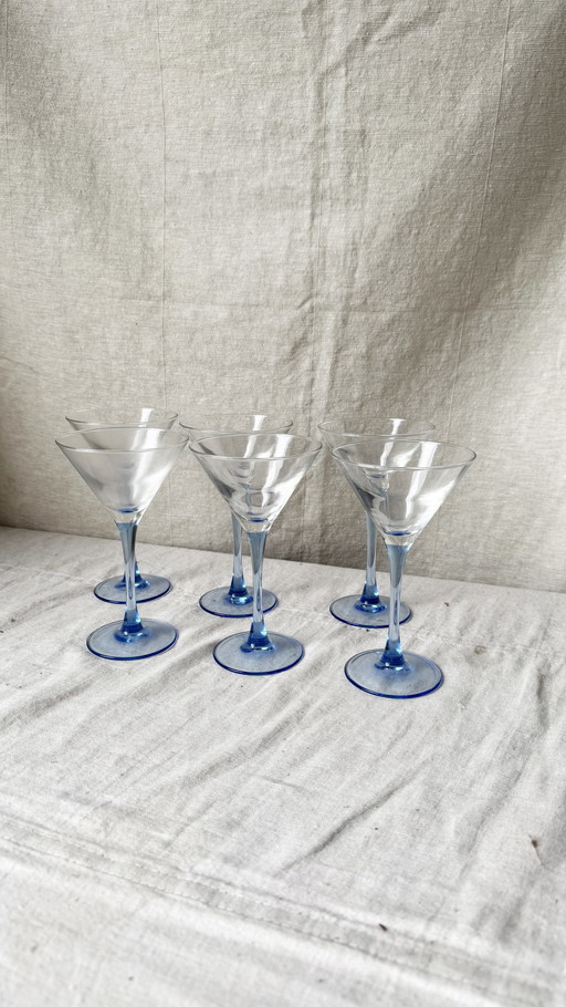 6X Martini Of Champagne Coupe, Licht Blauw, Luminarc