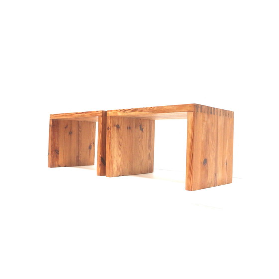 Image 1 of Unieke Set Van 2 Vintage Tafels / Nachtkastjes Van Ate Van Apeldoorn Voor Houtwerk Hattem