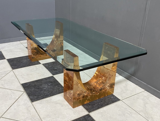 Image 1 of Glas salontafel in de stijl van marie-claude de fouguieres jaren 70