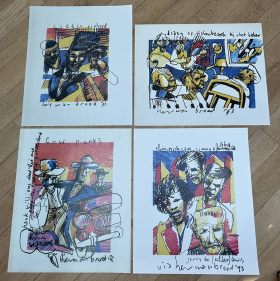 Image 1 of 4x Herman Brood - Little Richard, Hank Williams, Elvis Presley En Chat Baker