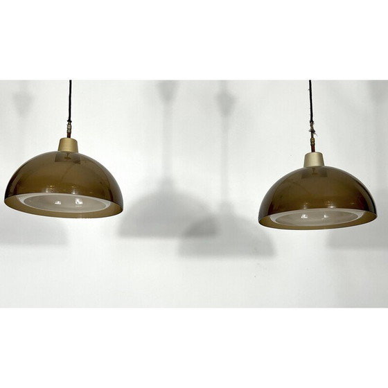 Image 1 of Paar vintage plexiglas kroonluchters van Candle, Italië 1970