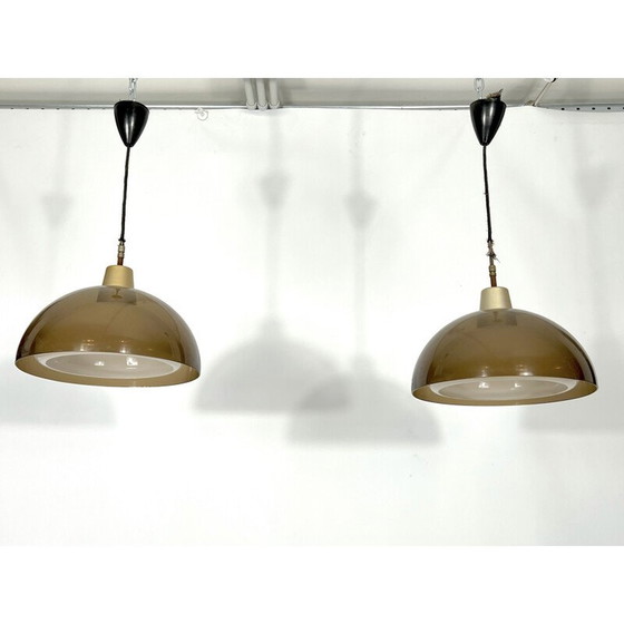 Image 1 of Paar vintage plexiglas kroonluchters van Candle, Italië 1970