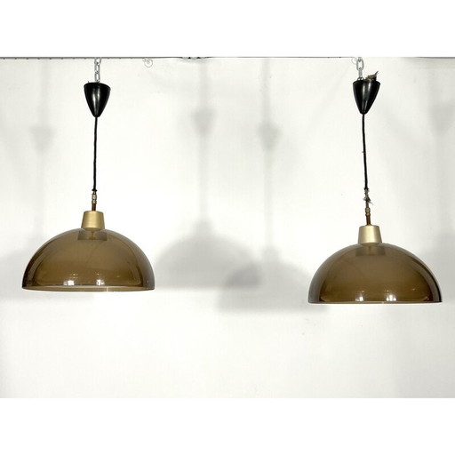 Paar vintage plexiglas kroonluchters van Candle, Italië 1970