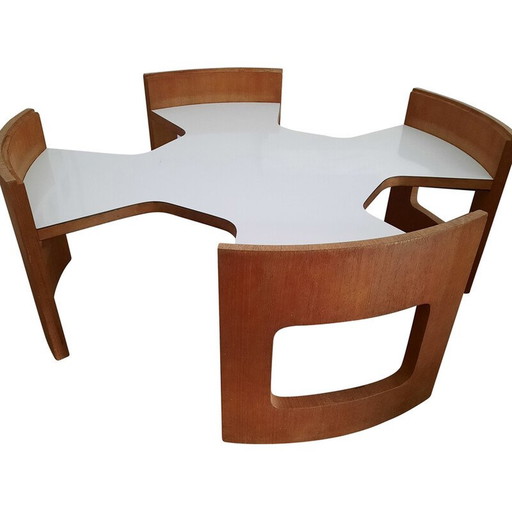 Vintage mahonie en wit laminaat salontafel van Gio Ponti, 1960