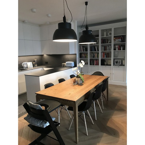 Image 1 of Vintage industriële hanglamp in zwart mat ijzer 1960