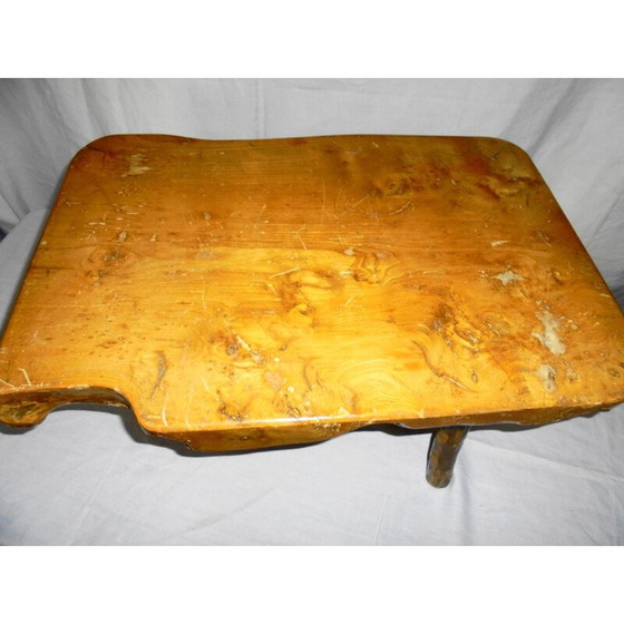 Image 1 of Vintage Brutalistische salontafel in massief eiken, 1970