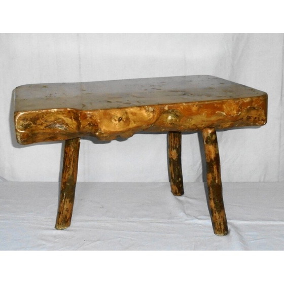 Image 1 of Vintage Brutalistische salontafel in massief eiken, 1970