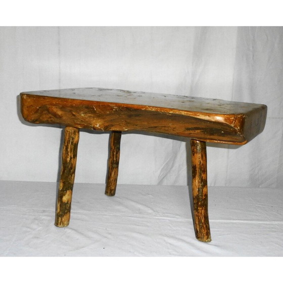 Image 1 of Vintage Brutalistische salontafel in massief eiken, 1970