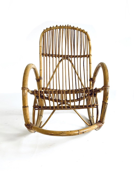 Vintage Rotan Schommelstoel ‘60