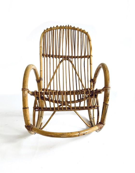 Image 1 of Vintage Rotan Schommelstoel ‘60
