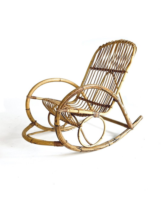 Image 1 of Vintage Rotan Schommelstoel ‘60
