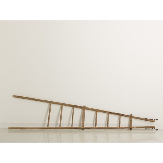 Image 1 of Vintage decoratieve sparrenhouten ladder