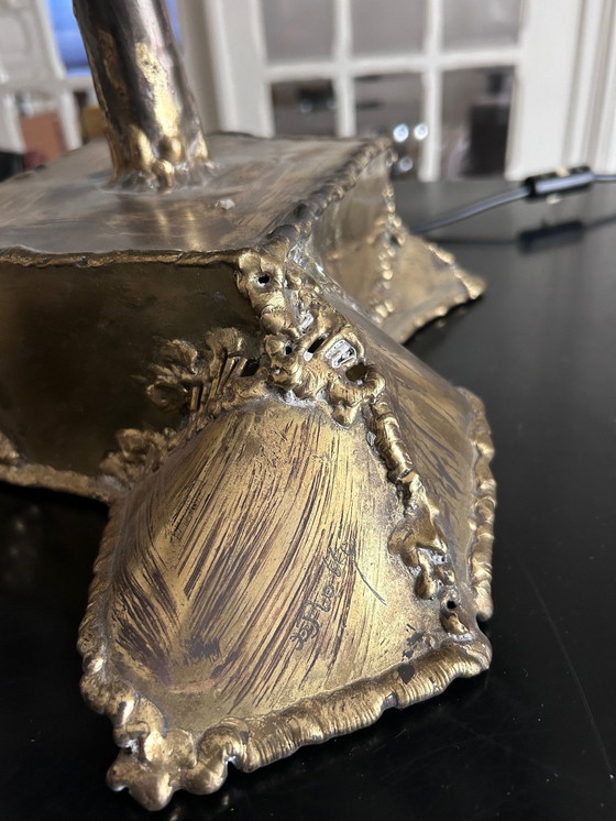 Image 1 of Messing en stalen sculpturale lamp