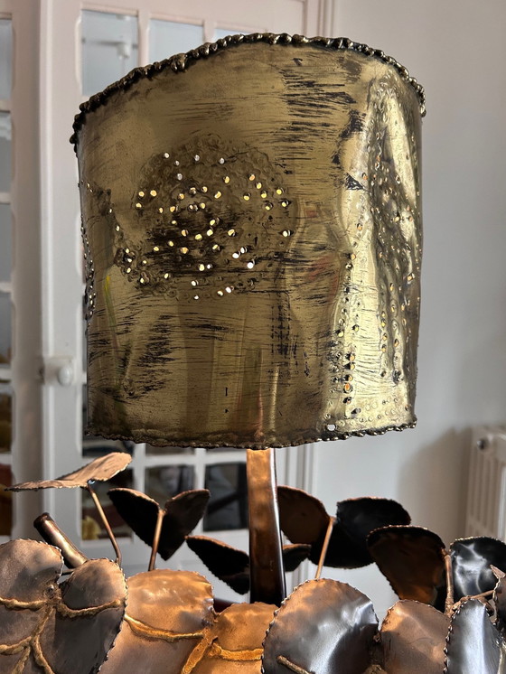Image 1 of Messing en stalen sculpturale lamp