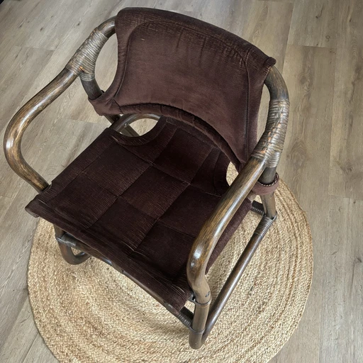 Bruine rotan Safari chair stoel