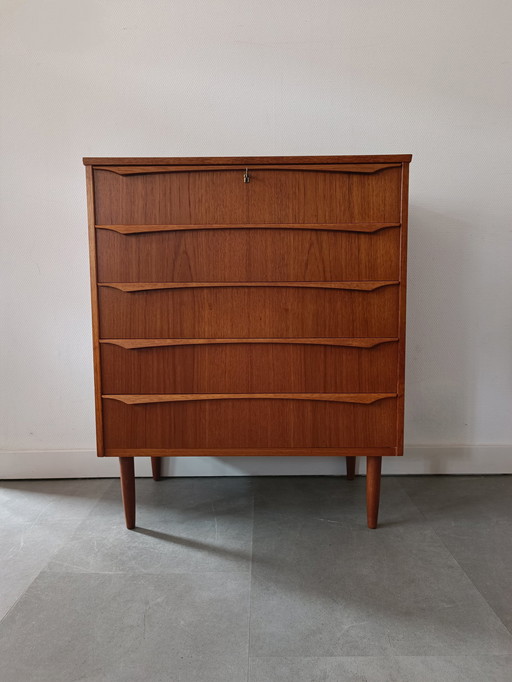 Vintage Deense Ladekast In Teak