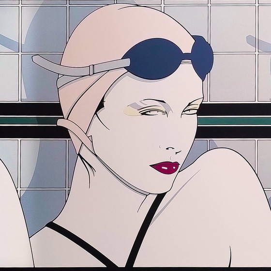 Image 1 of 1970S Originele Patrick Nagel "Zwemmers" Litho