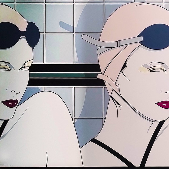 Image 1 of 1970S Originele Patrick Nagel "Zwemmers" Litho