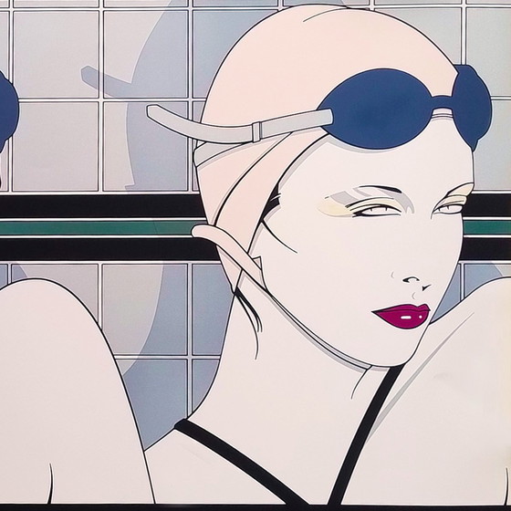 Image 1 of 1970S Originele Patrick Nagel "Zwemmers" Litho