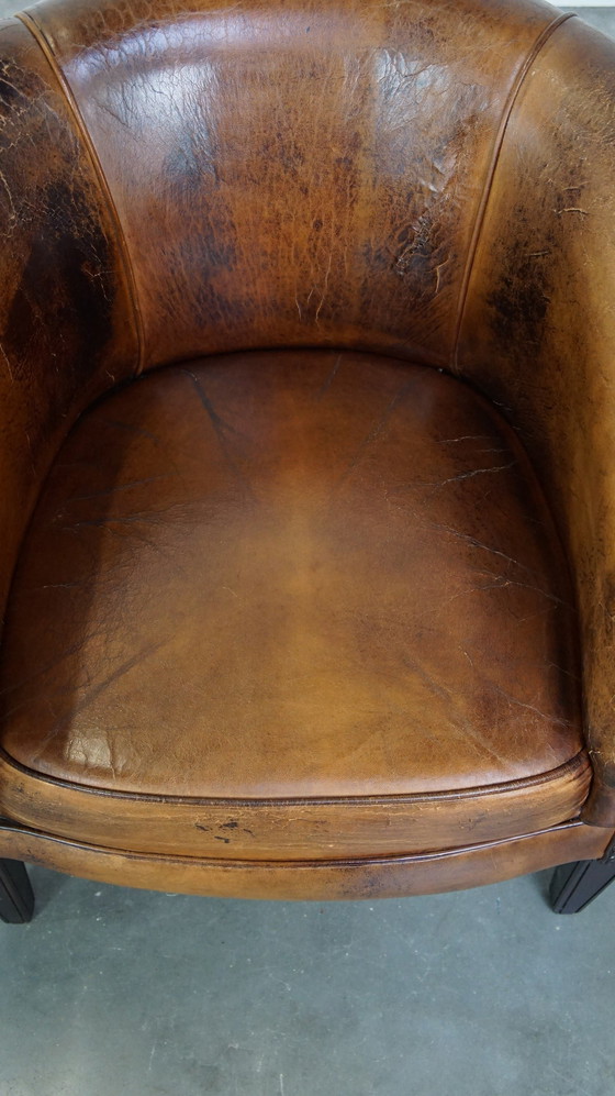 Image 1 of 2 X Clubfauteuil Gemaakt Van Schapenleer