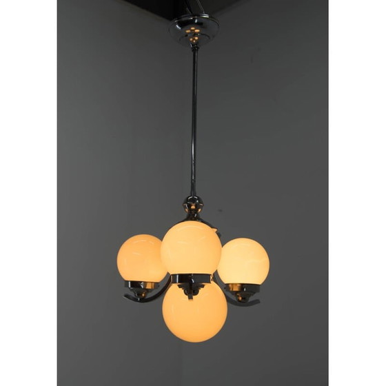 Image 1 of Vintage Art Deco geblazen glazen kroonluchter, 1930