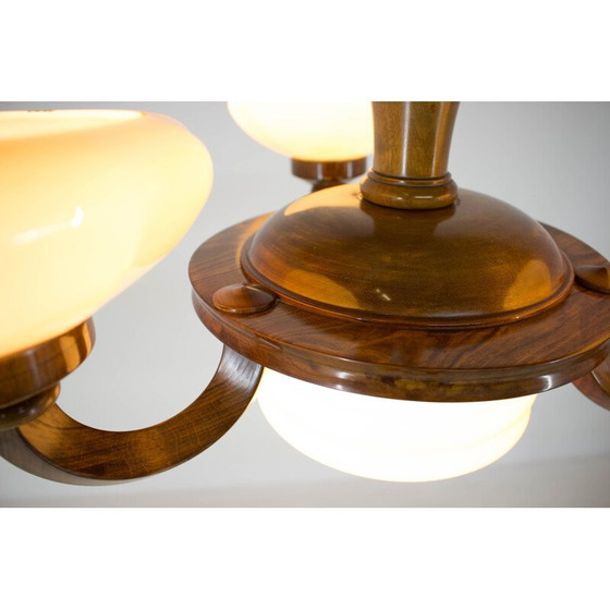 Image 1 of Vintage Art Deco houten kroonluchter, 1930