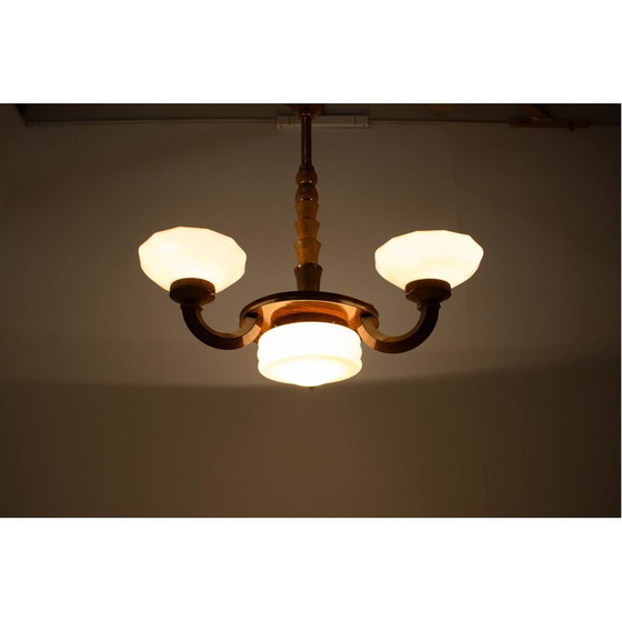 Image 1 of Vintage Art Deco houten kroonluchter, 1930