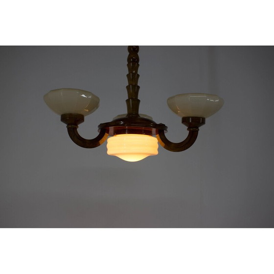 Image 1 of Vintage Art Deco houten kroonluchter, 1930